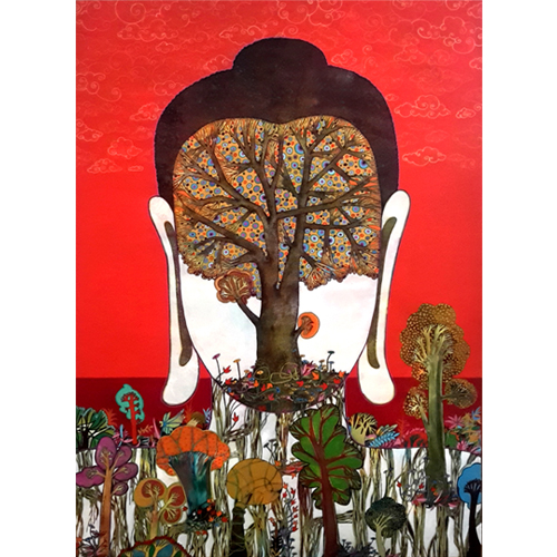 CM5 
Bodhi Tree - II 
Mixed media on canvas 
70 x 49 inches 
Unavailable (Can be commissioned)